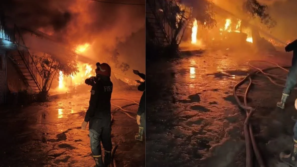 Massive Fire Erupts at Factory in Delhi’s Chandan Hola, Firefighters Battle Blaze